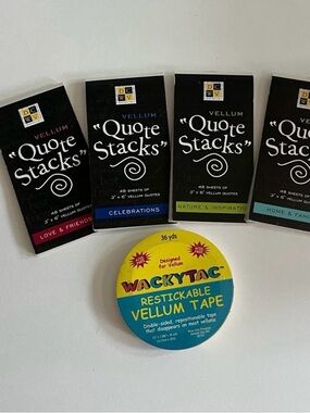 DCWV Vellum Quote Set of 4 Stacks & WackyTac Vellum Tape Bundle